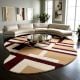 Handcrafted Beige Maroon Geometric Living Room Rug